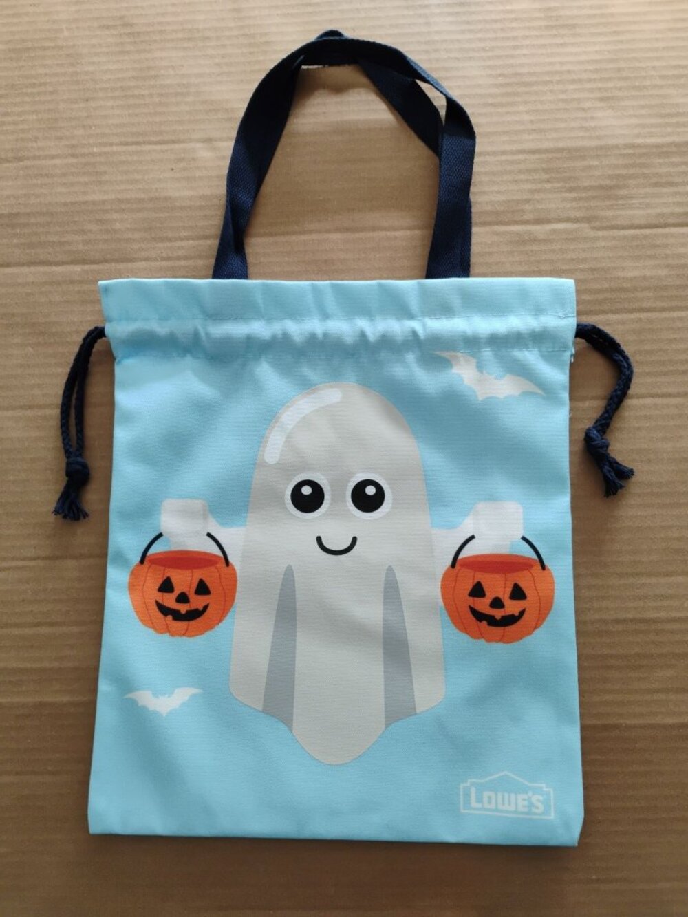Lowes glow in the dark Halloween trick or treat canvas drawstring tote bag